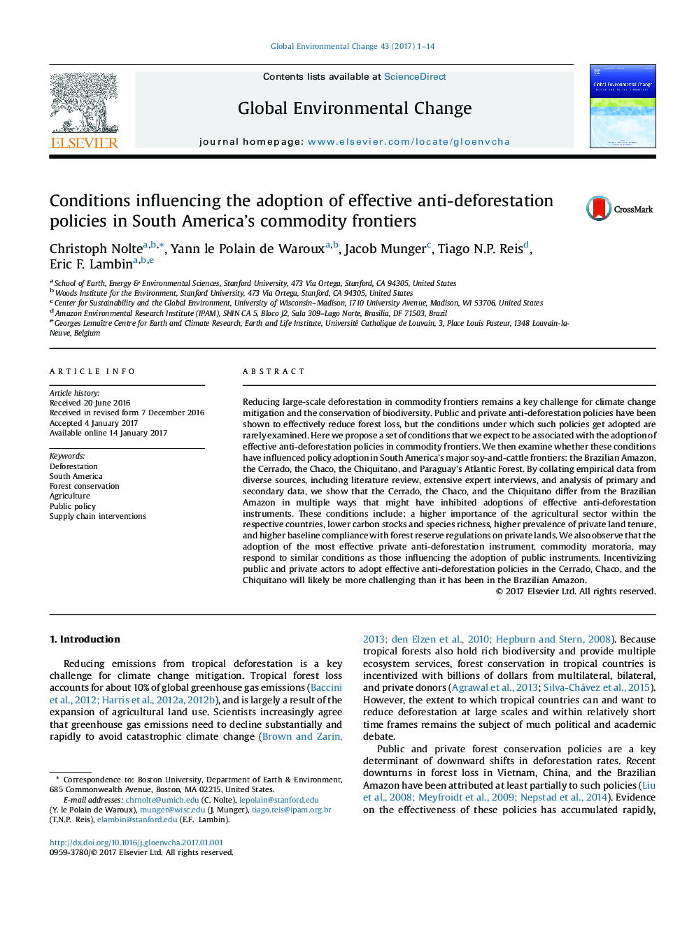 Conditions influencing the adoption of effective anti-deforestation policies in South America's commodity frontiers