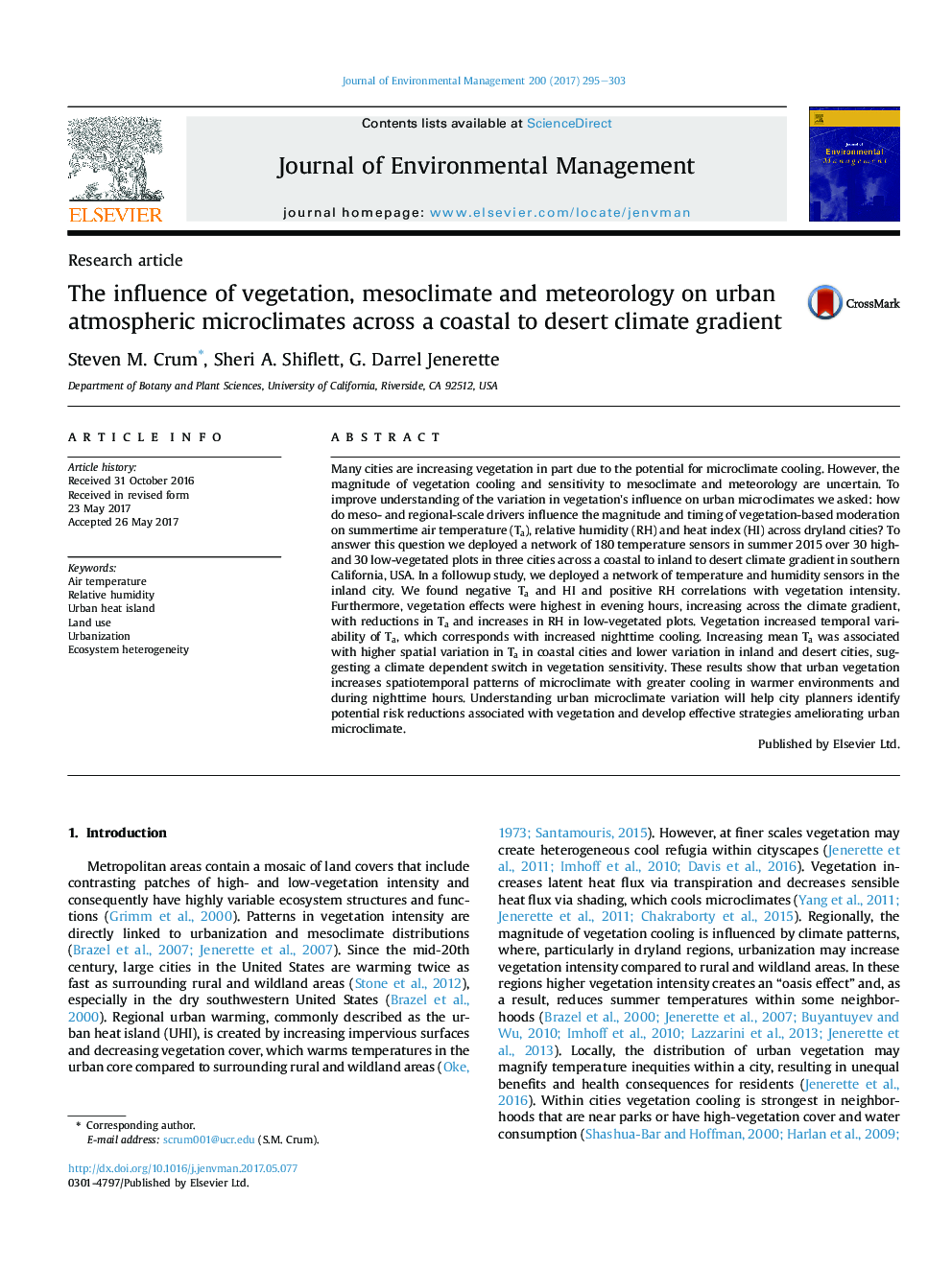 The influence of vegetation, mesoclimate and meteorology on urban atmospheric microclimates across a coastal to desert climate gradient