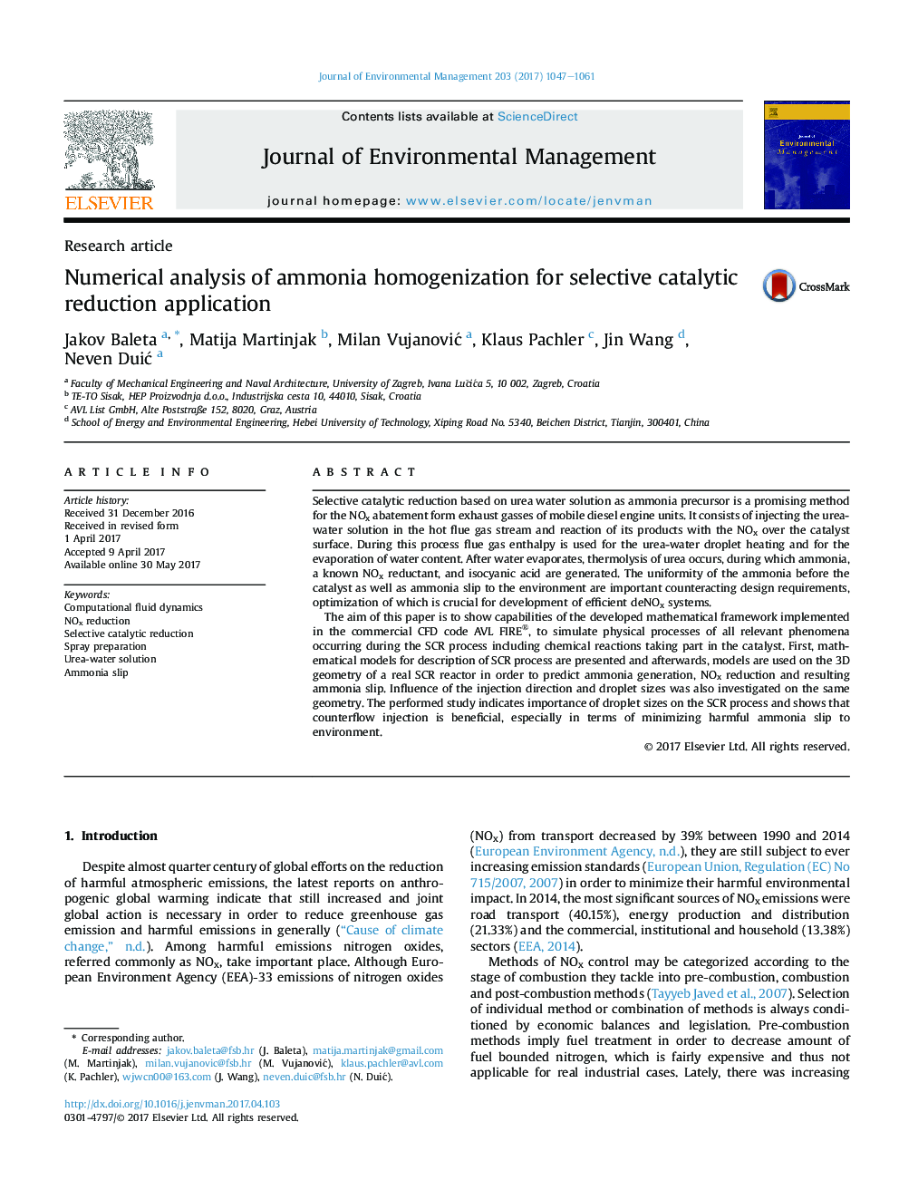 تجزیه و تحلیل عددی هموژنیزاسیون آمونیاک برای برنامه کاربردی کاهش کاتالیزوری 