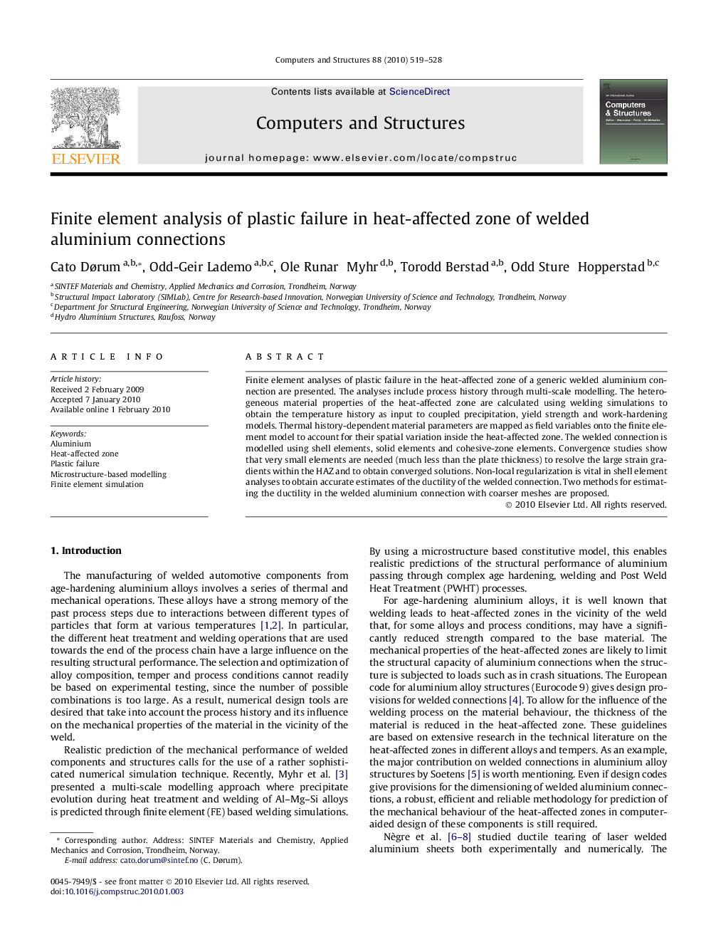 Finite element analysis of plastic failure in heat-affected zone of welded aluminium connections