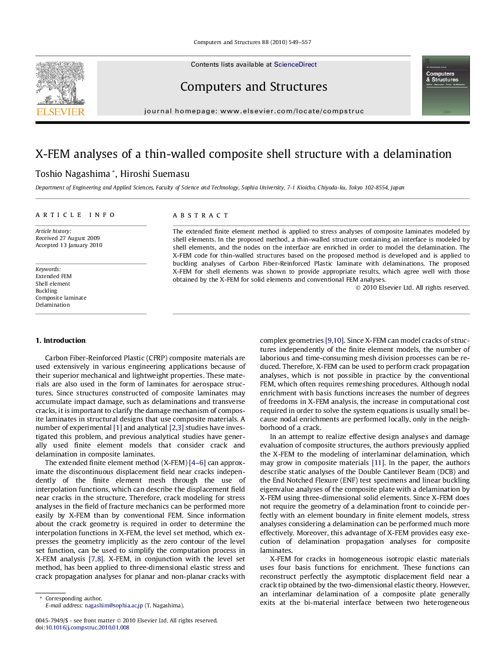 X-FEM analyses of a thin-walled composite shell structure with a delamination