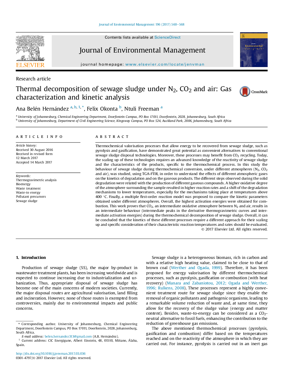 Thermal decomposition of sewage sludge under N2, CO2 and air: Gas characterization and kinetic analysis