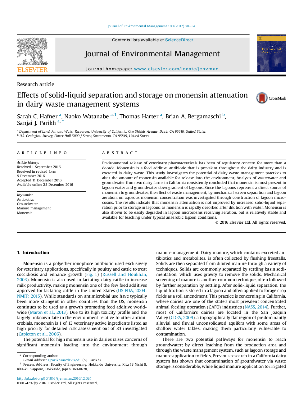 Effects of solid-liquid separation and storage on monensin attenuation in dairy waste management systems