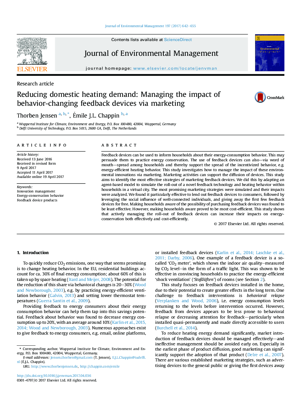 Reducing domestic heating demand: Managing the impact of behavior-changing feedback devices via marketing