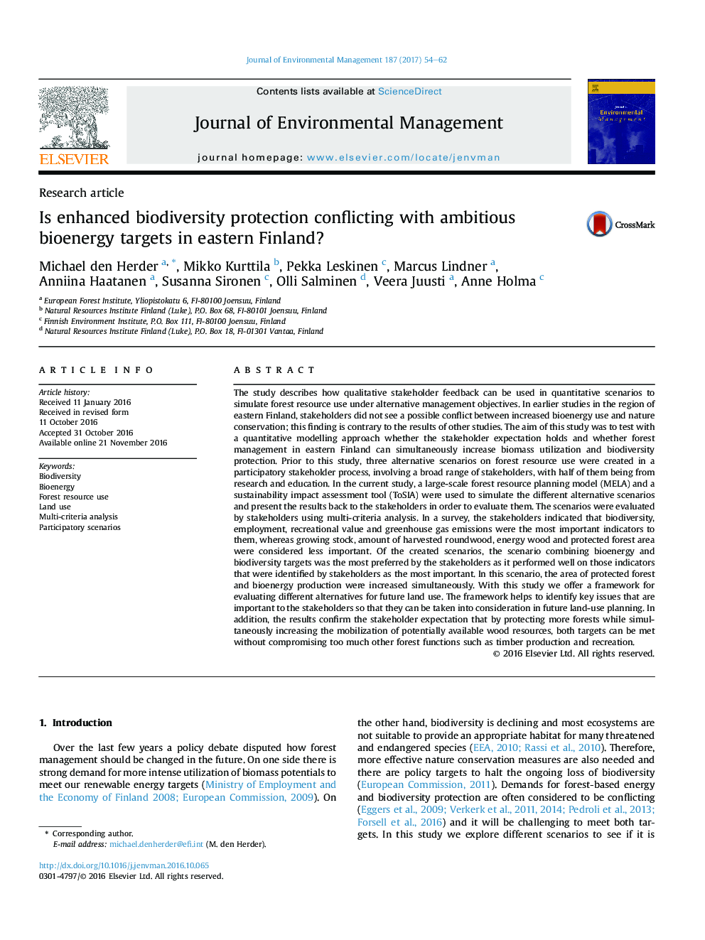 Is enhanced biodiversity protection conflicting with ambitious bioenergy targets in eastern Finland?