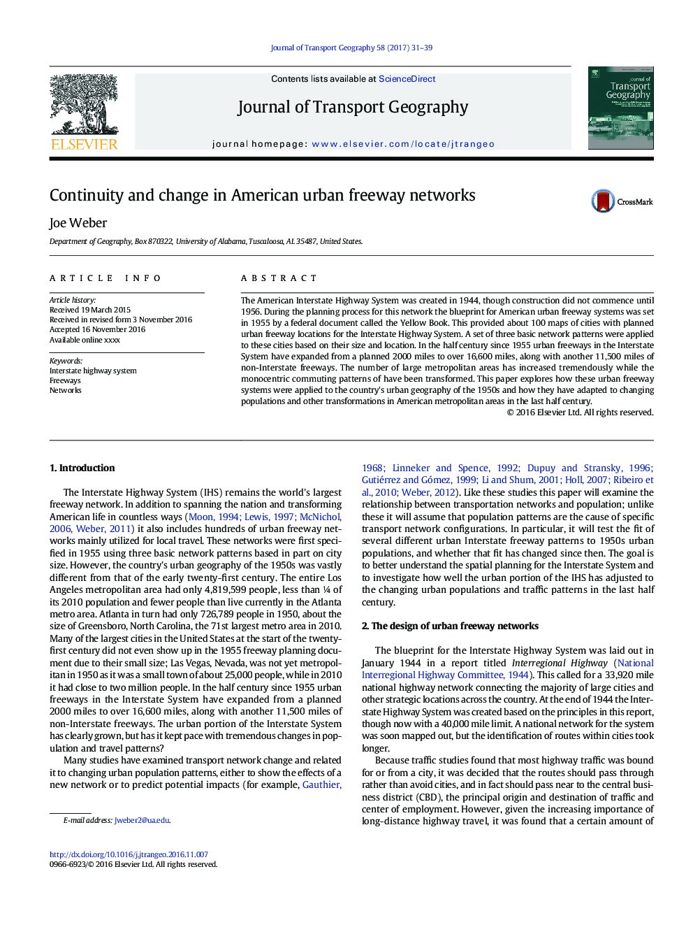 Continuity and change in American urban freeway networks