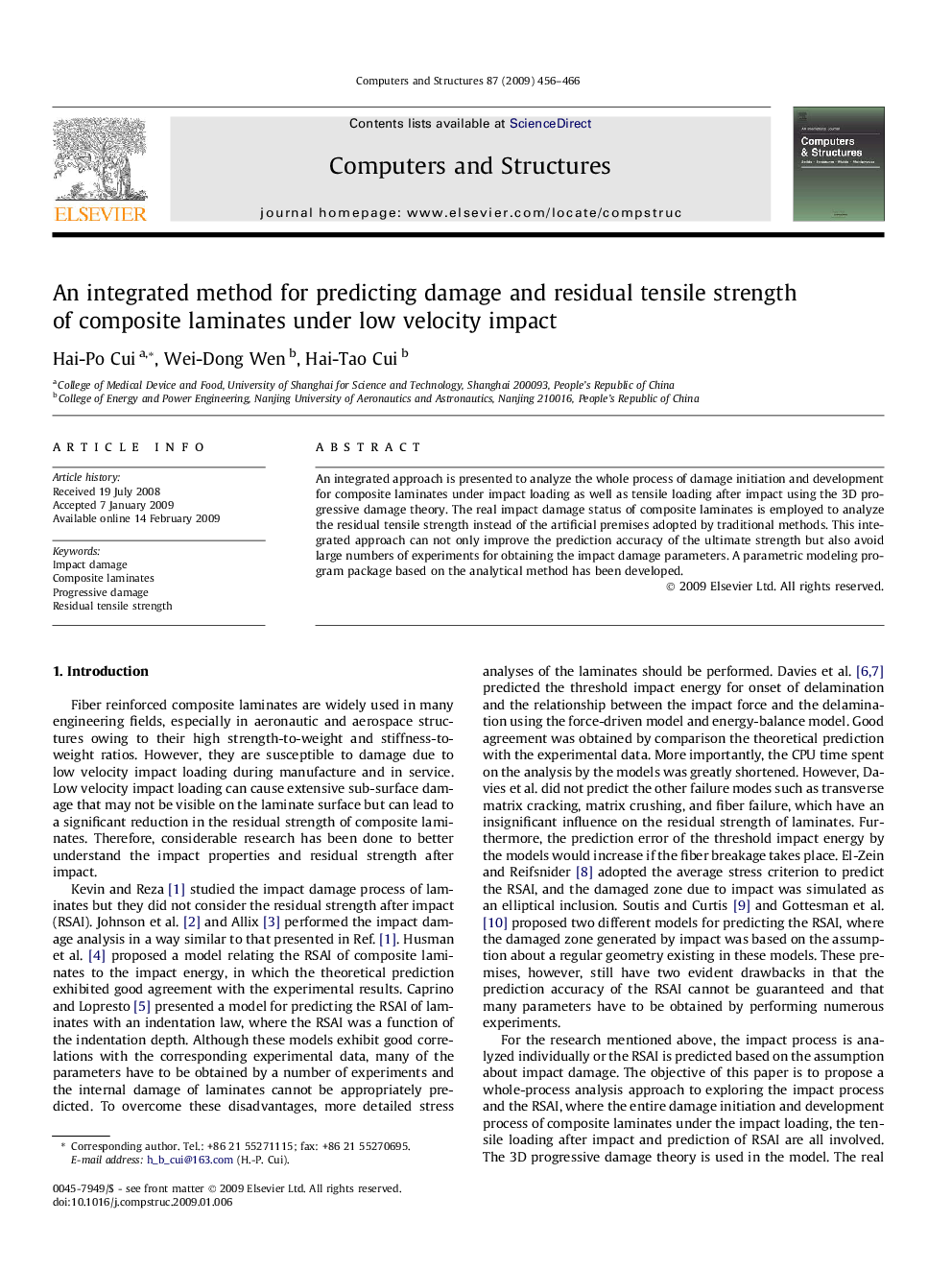 An integrated method for predicting damage and residual tensile strength of composite laminates under low velocity impact