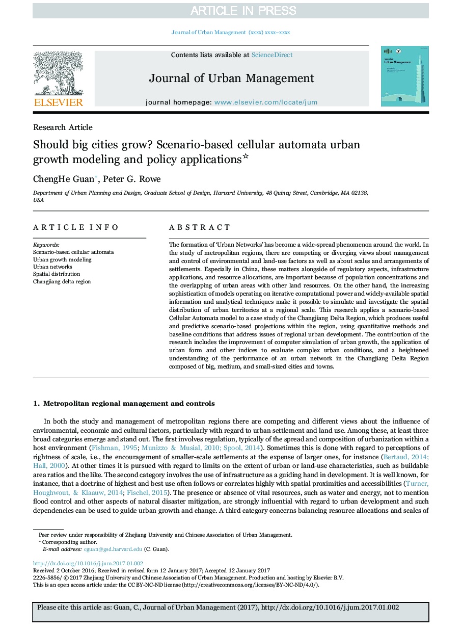 Should big cities grow? Scenario-based cellular automata urban growth modeling and policy applications