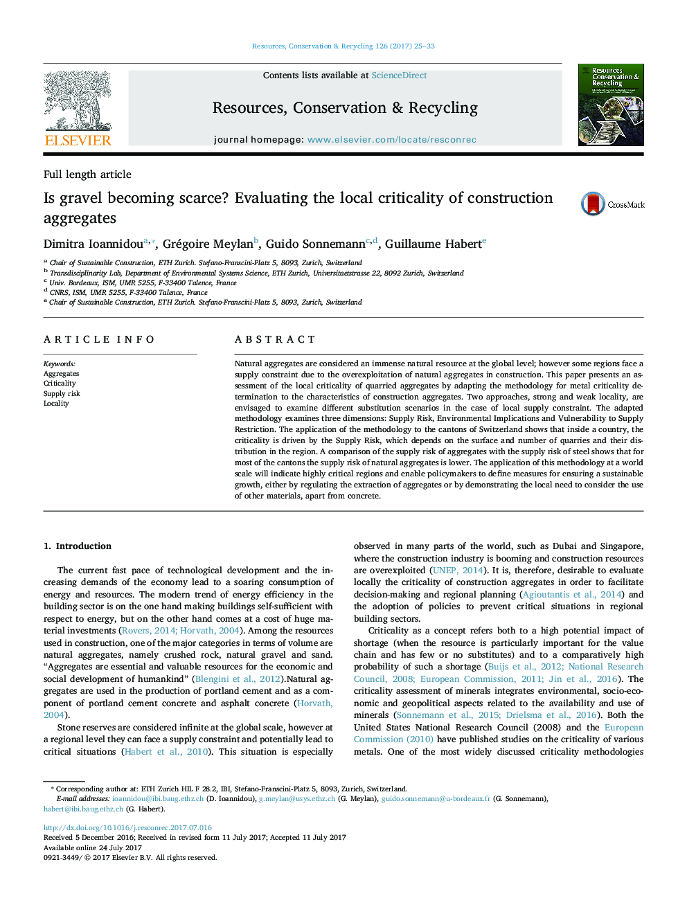 Is gravel becoming scarce? Evaluating the local criticality of construction aggregates