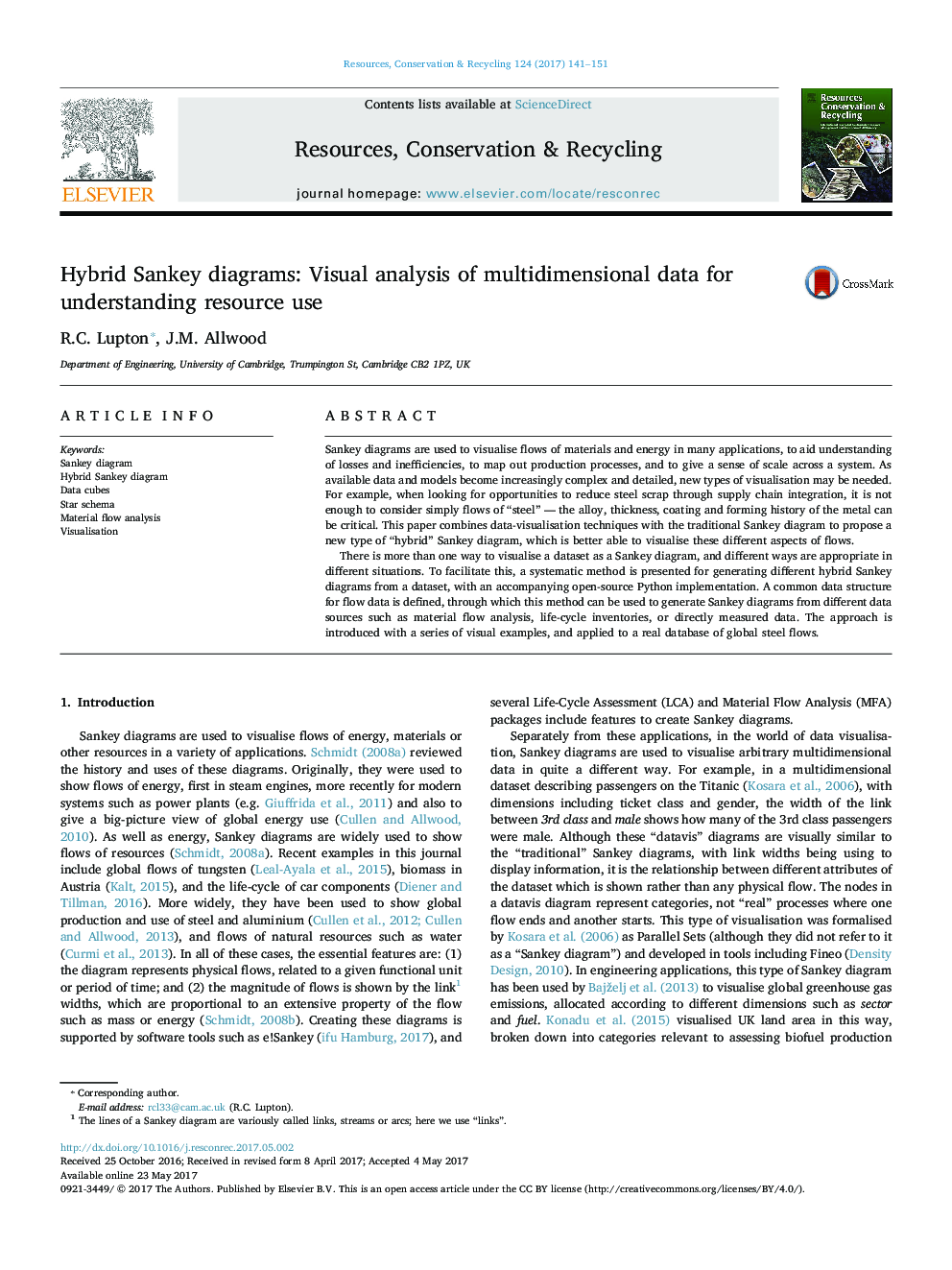 Hybrid Sankey diagrams: Visual analysis of multidimensional data for understanding resource use