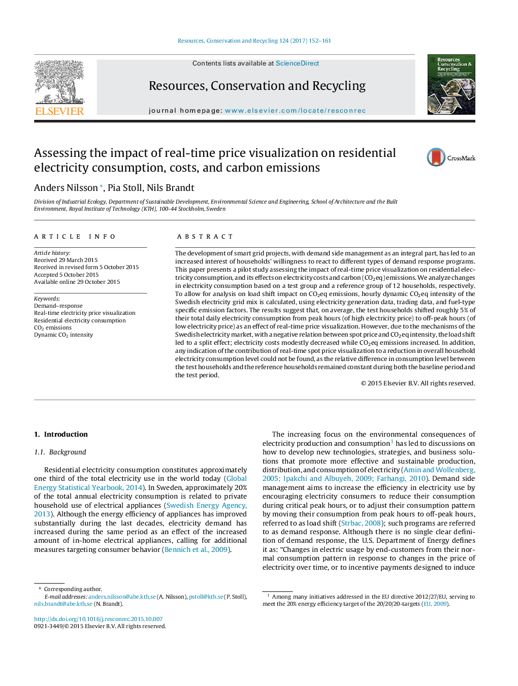 Assessing the impact of real-time price visualization on residential electricity consumption, costs, and carbon emissions