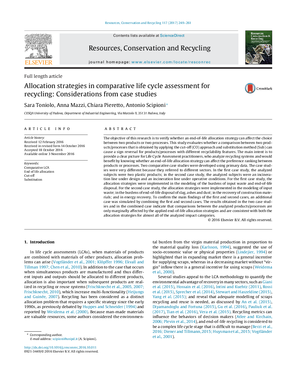 Allocation strategies in comparative life cycle assessment for recycling: Considerations from case studies