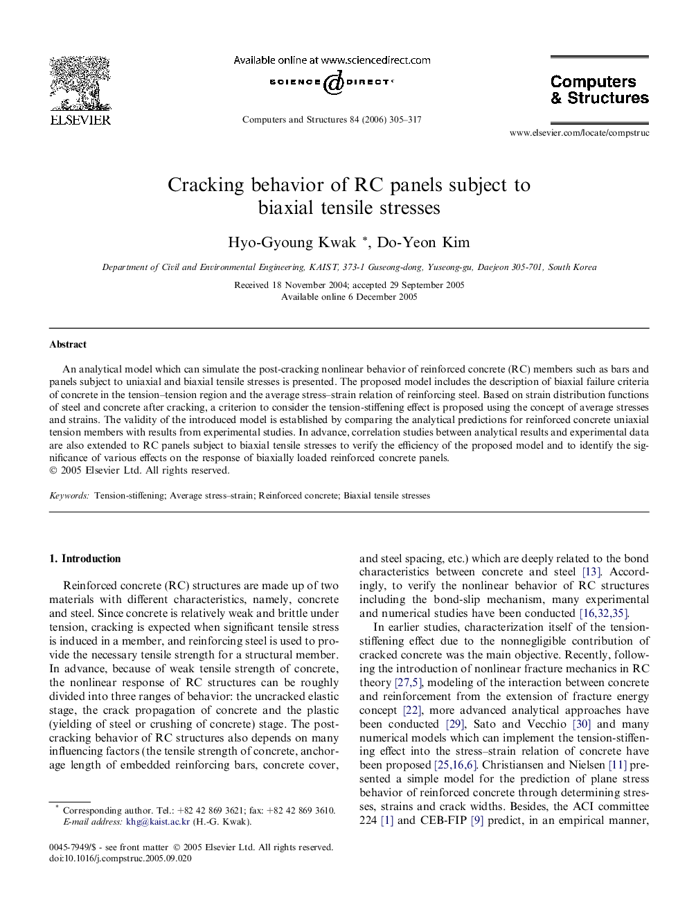 Cracking behavior of RC panels subject to biaxial tensile stresses