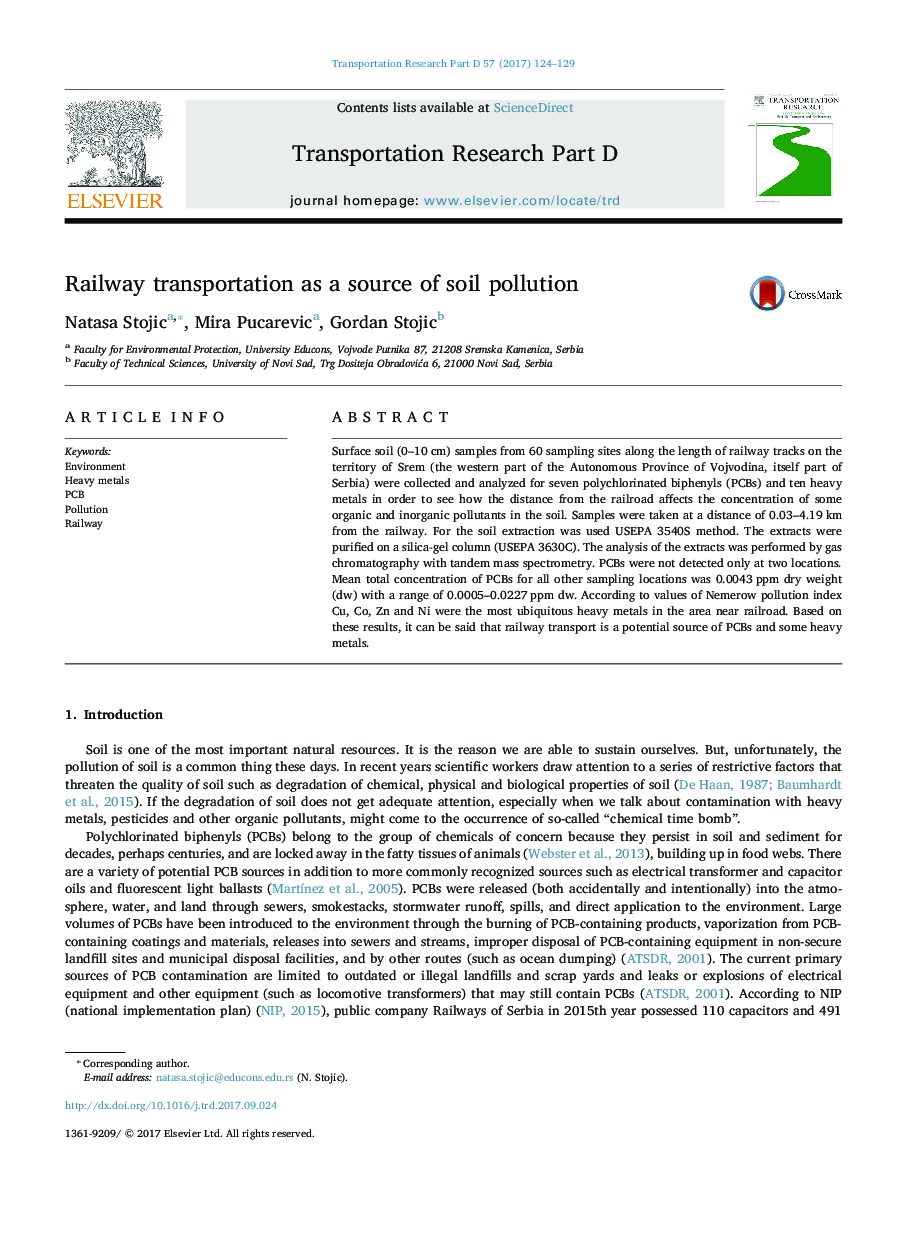 Railway transportation as a source of soil pollution