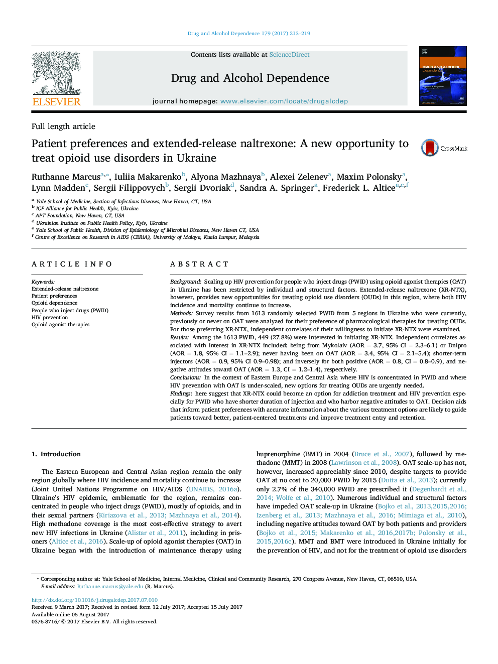 Patient preferences and extended-release naltrexone: A new opportunity to treat opioid use disorders in Ukraine