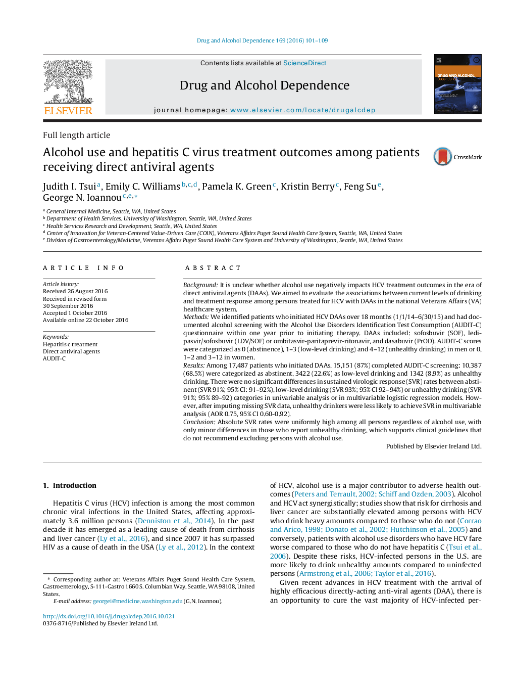 Alcohol use and hepatitis C virus treatment outcomes among patients receiving direct antiviral agents