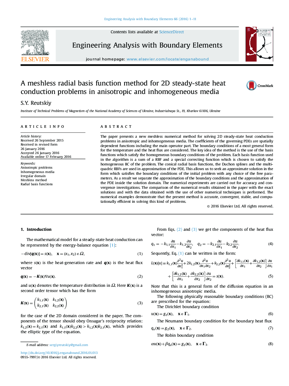 A meshless radial basis function method for 2D steady-state heat conduction problems in anisotropic and inhomogeneous media