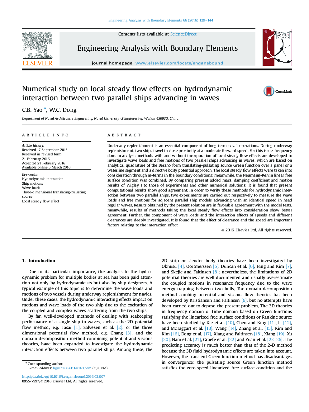 Numerical study on local steady flow effects on hydrodynamic interaction between two parallel ships advancing in waves