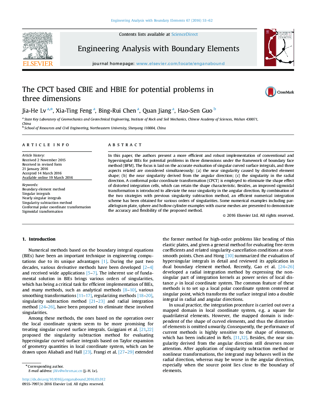 The CPCT based CBIE and HBIE for potential problems in three dimensions