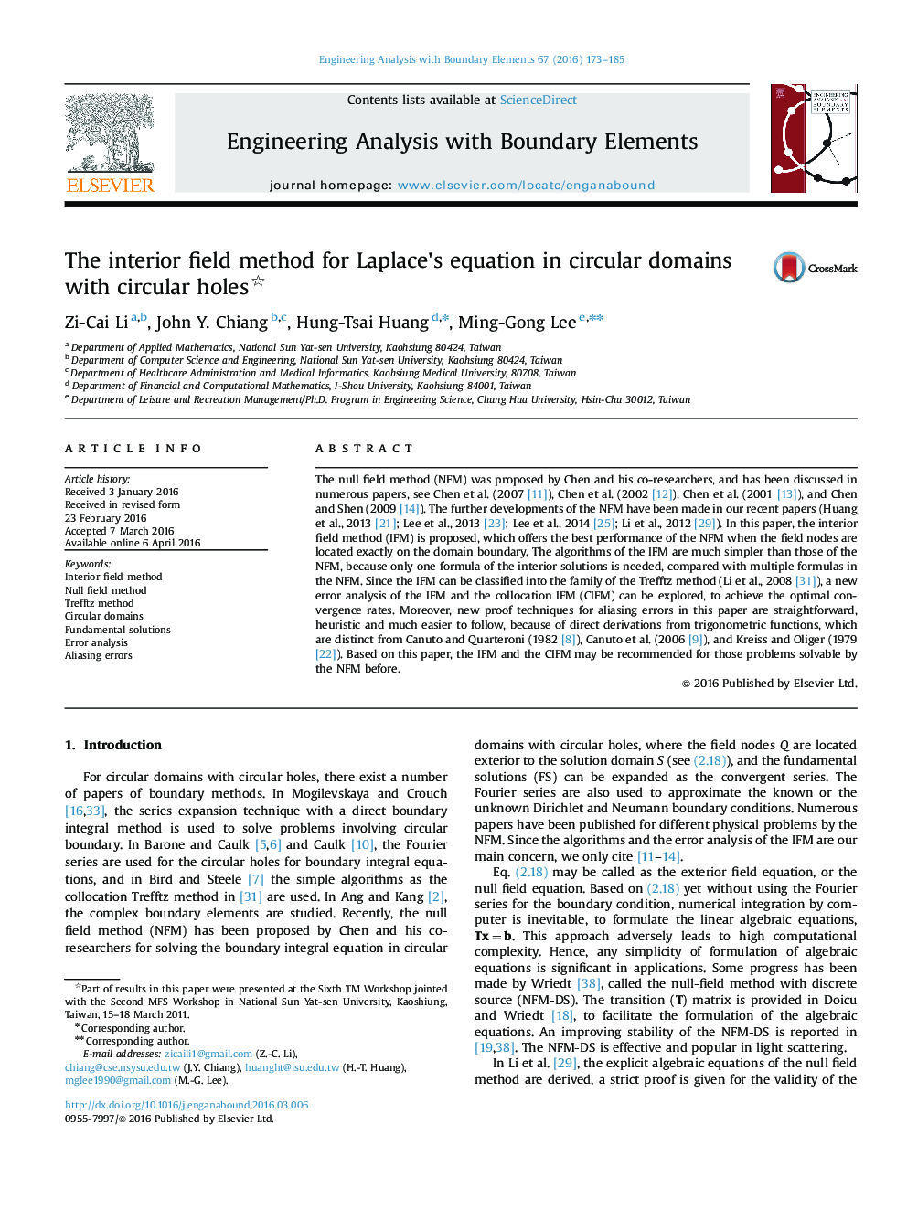 The interior field method for Laplace׳s equation in circular domains with circular holes 