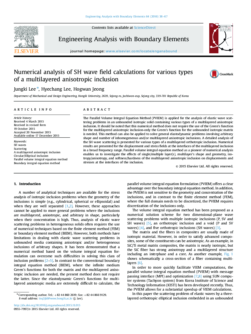 Numerical analysis of SH wave field calculations for various types of a multilayered anisotropic inclusion