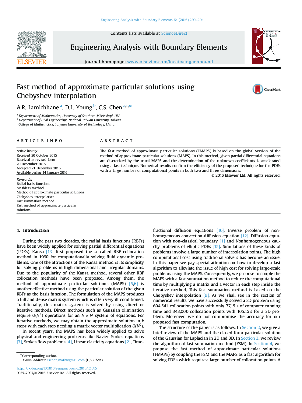 Fast method of approximate particular solutions using Chebyshev interpolation