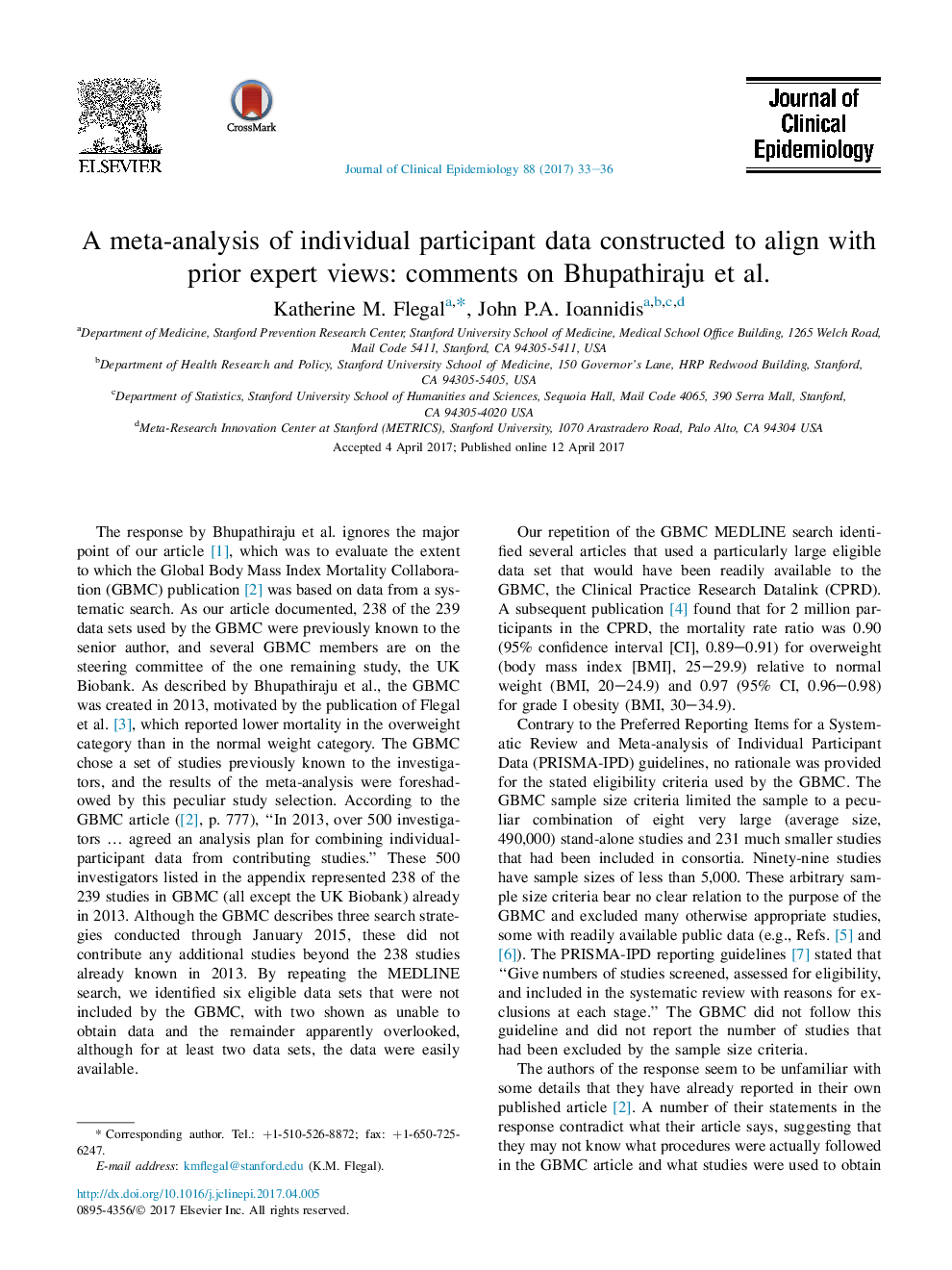 A meta-analysis of individual participant data constructed to align with prior expert views: comments on Bhupathiraju etÂ al.