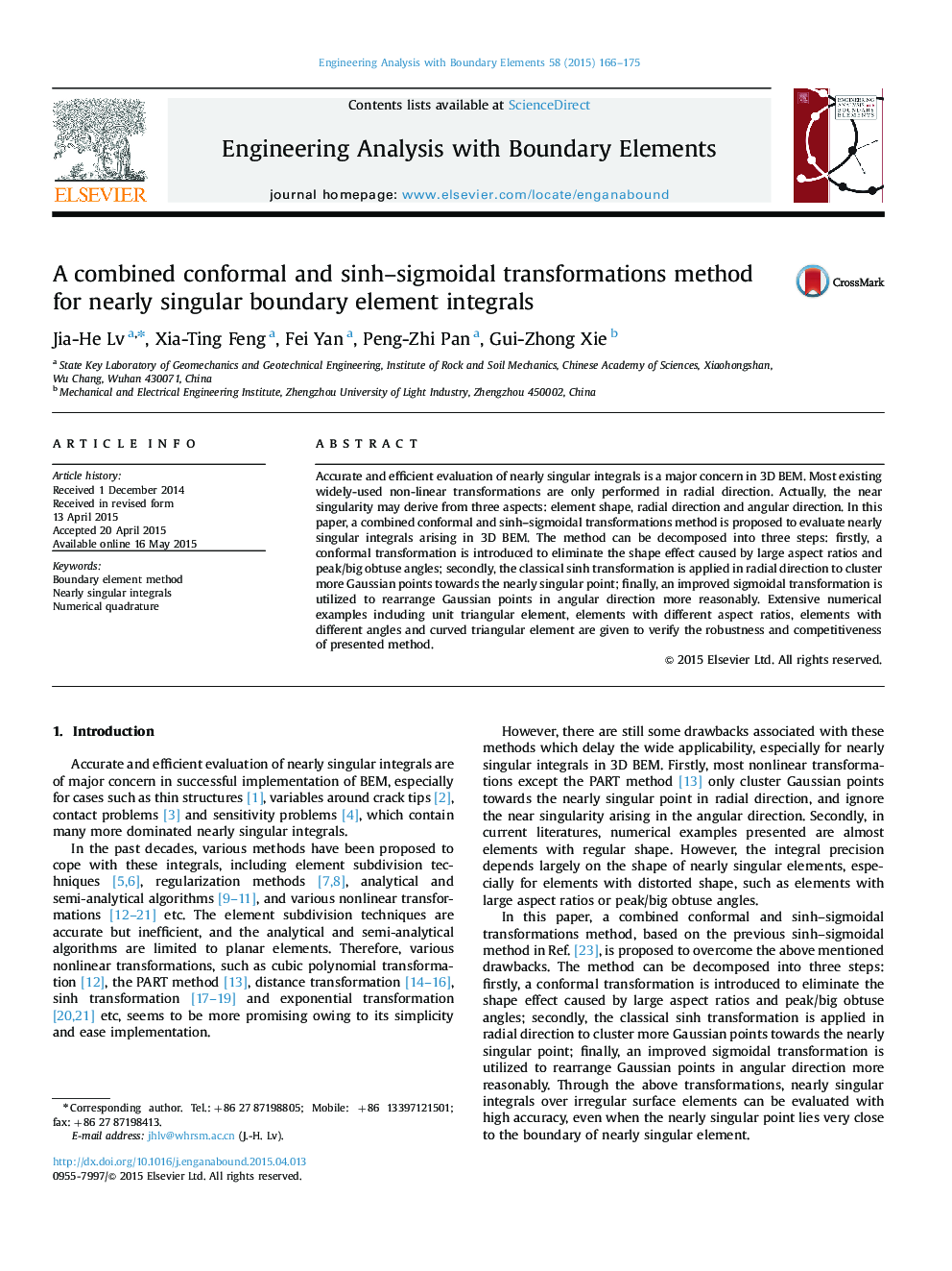 A combined conformal and sinh–sigmoidal transformations method for nearly singular boundary element integrals