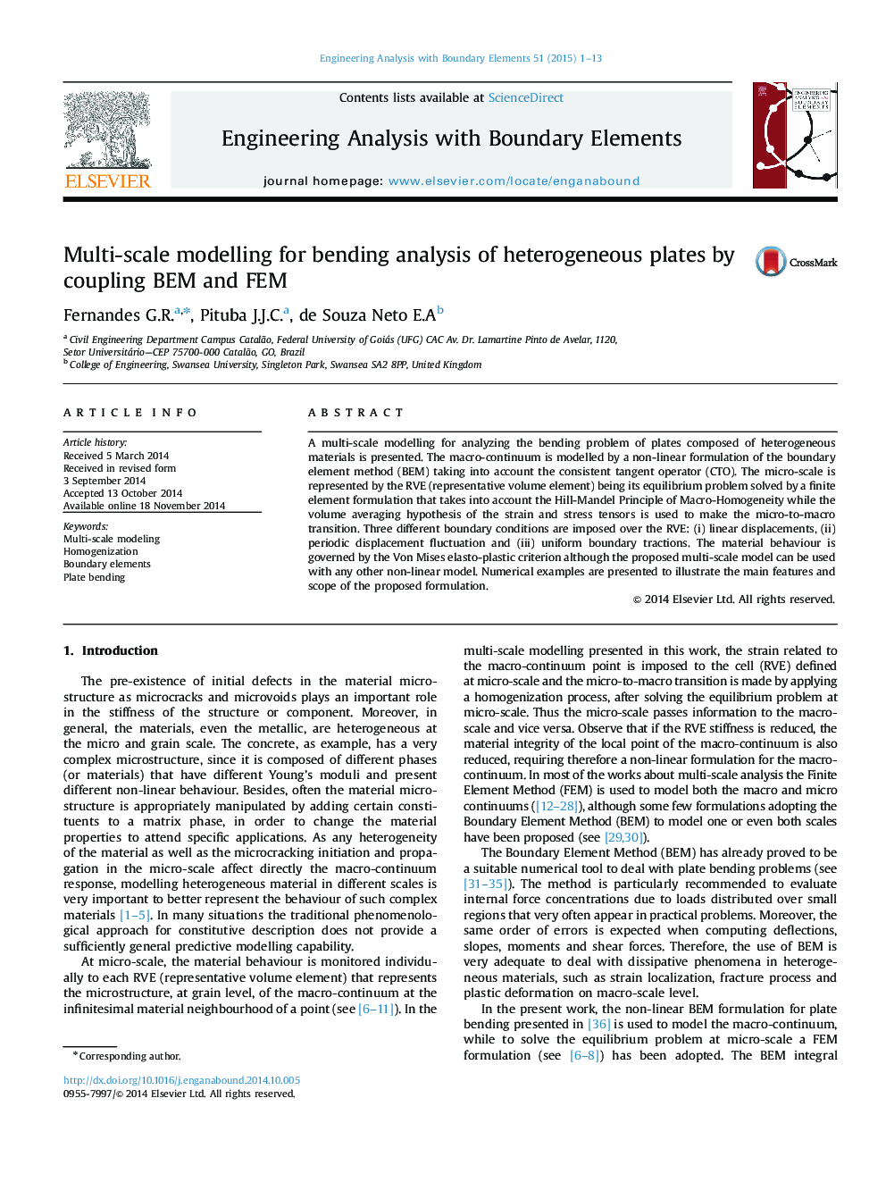 Multi-scale modelling for bending analysis of heterogeneous plates by coupling BEM and FEM