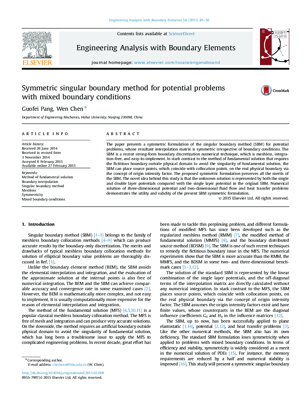 Symmetric singular boundary method for potential problems with mixed boundary conditions