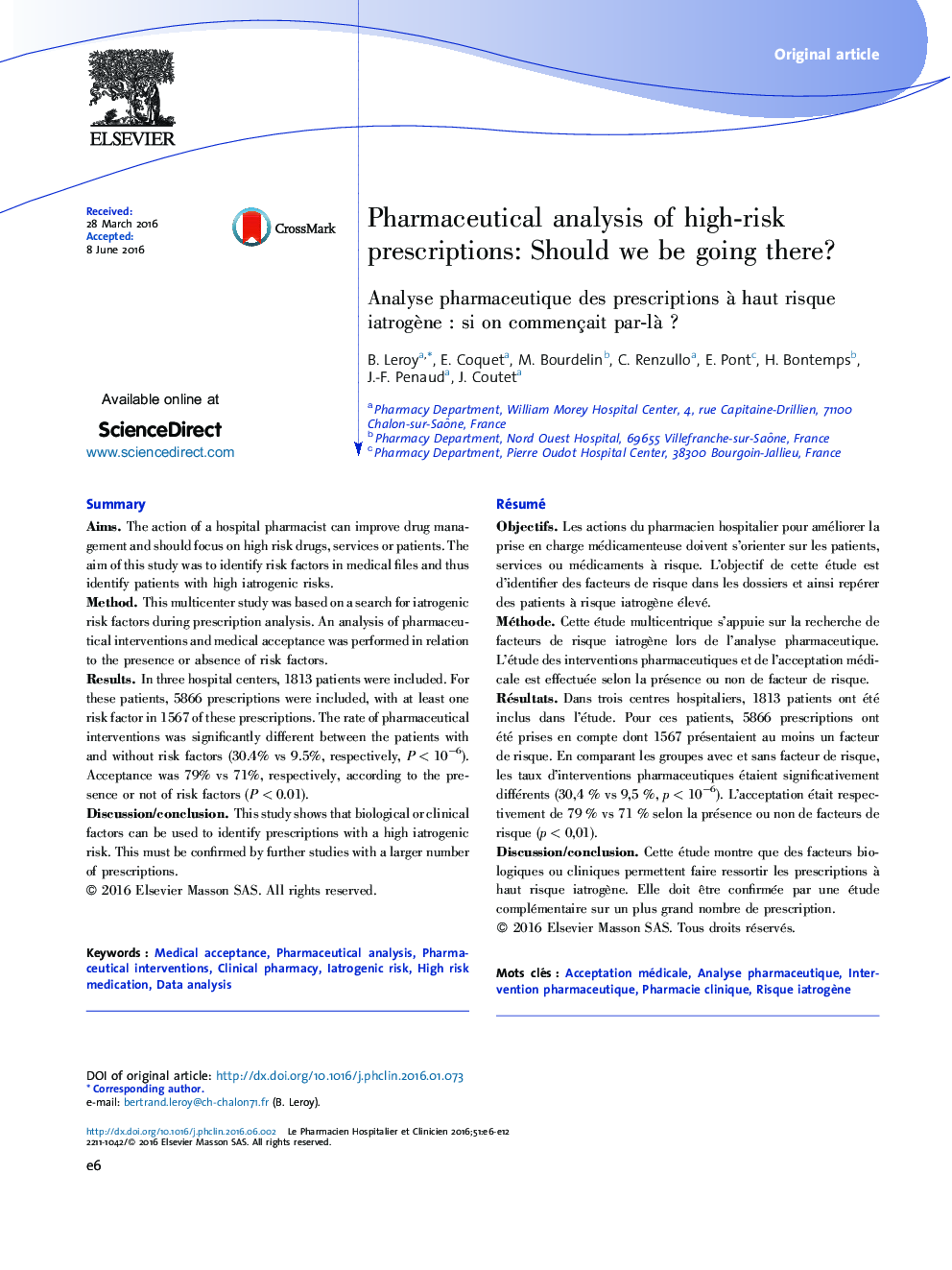 Pharmaceutical analysis of high-risk prescriptions: Should we be going there?