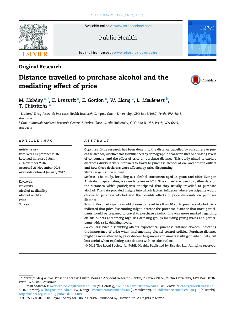 Distance travelled to purchase alcohol and the mediating effect of price