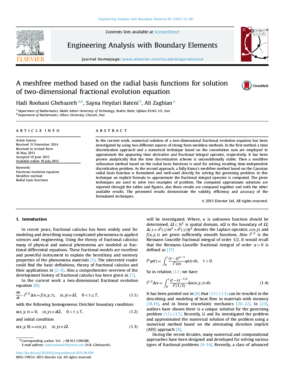 A meshfree method based on the radial basis functions for solution of two-dimensional fractional evolution equation