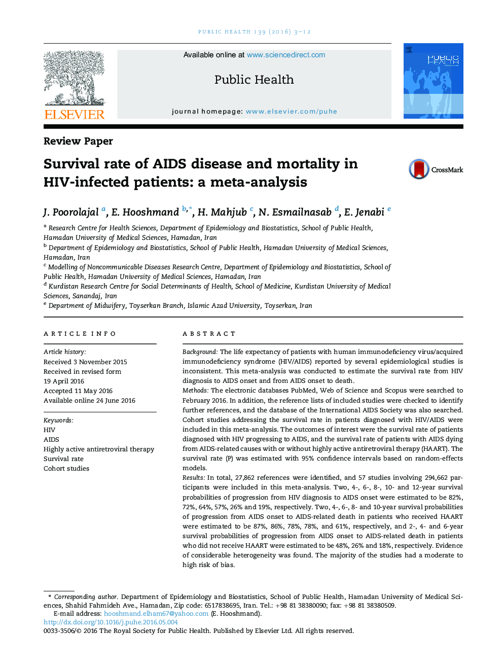 Survival rate of AIDS disease and mortality in HIV-infected patients: a meta-analysis