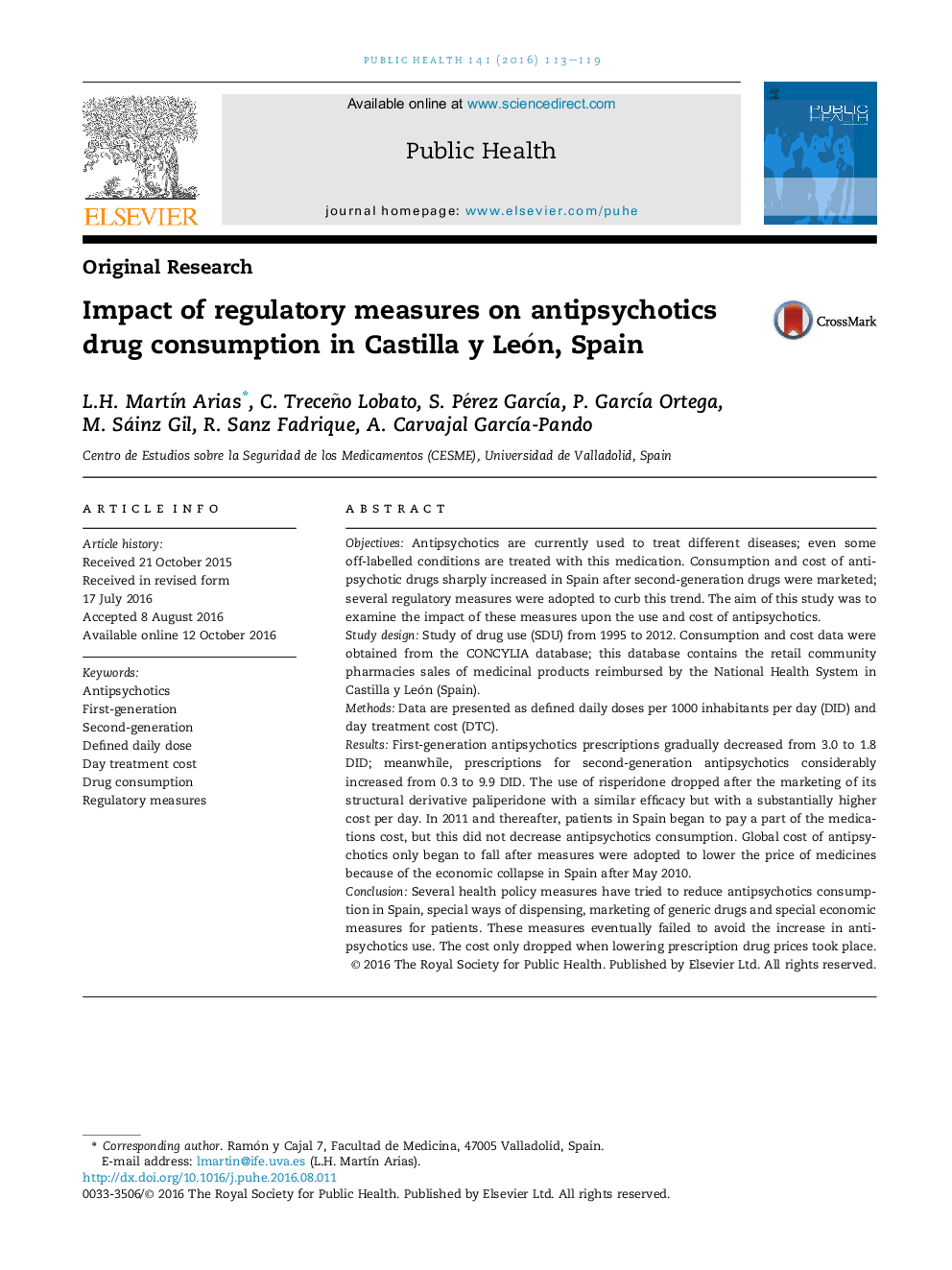 Impact of regulatory measures on antipsychotics drug consumption in Castilla y León, Spain