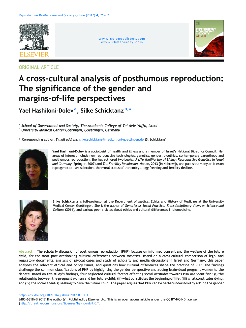 A cross-cultural analysis of posthumous reproduction: The significance of the gender and margins-of-life perspectives