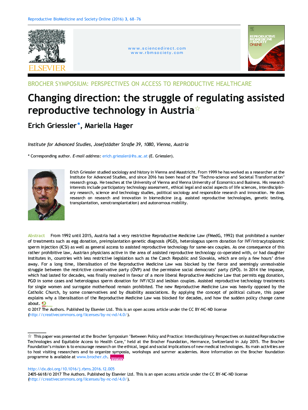Changing direction: the struggle of regulating assisted reproductive technology in Austria