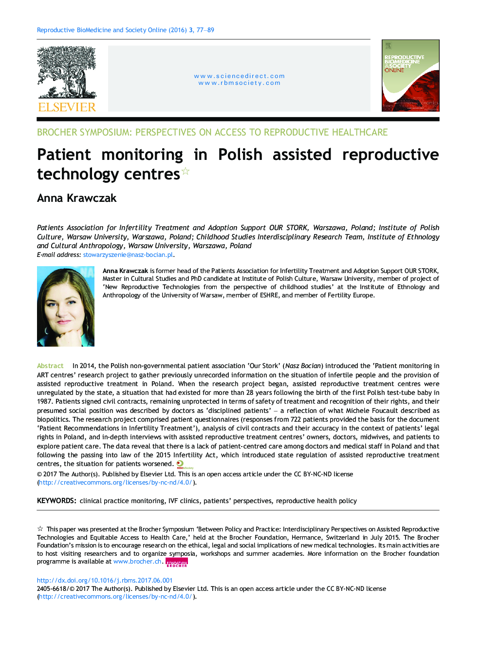 Patient monitoring in Polish assisted reproductive technology centres