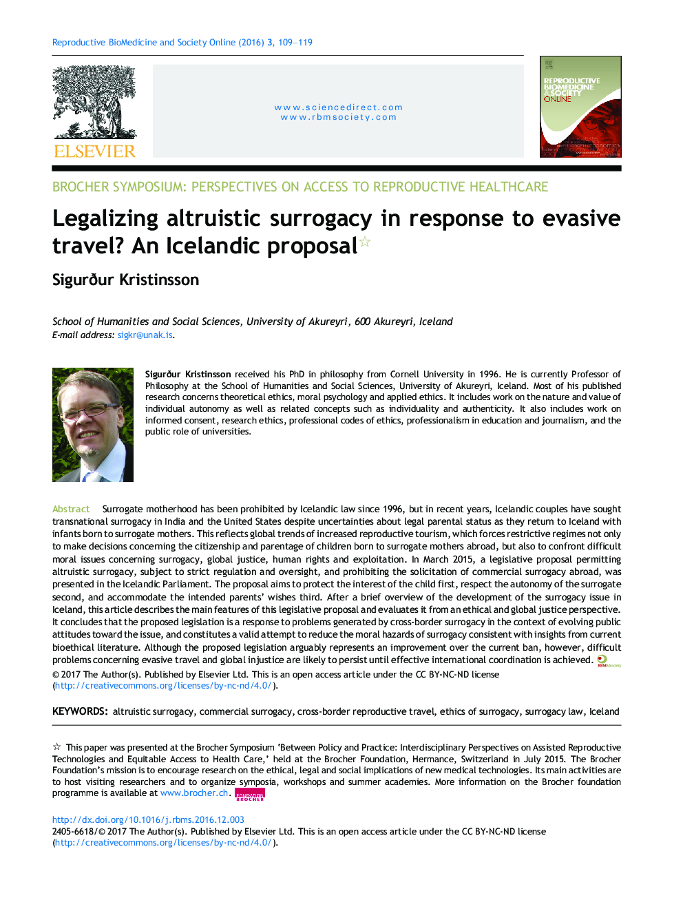 Legalizing altruistic surrogacy in response to evasive travel? An Icelandic proposal