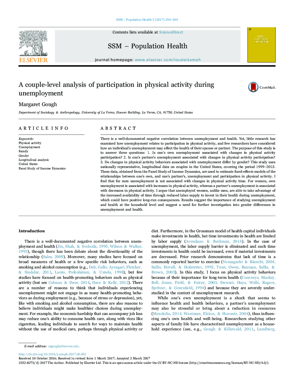 A couple-level analysis of participation in physical activity during unemployment