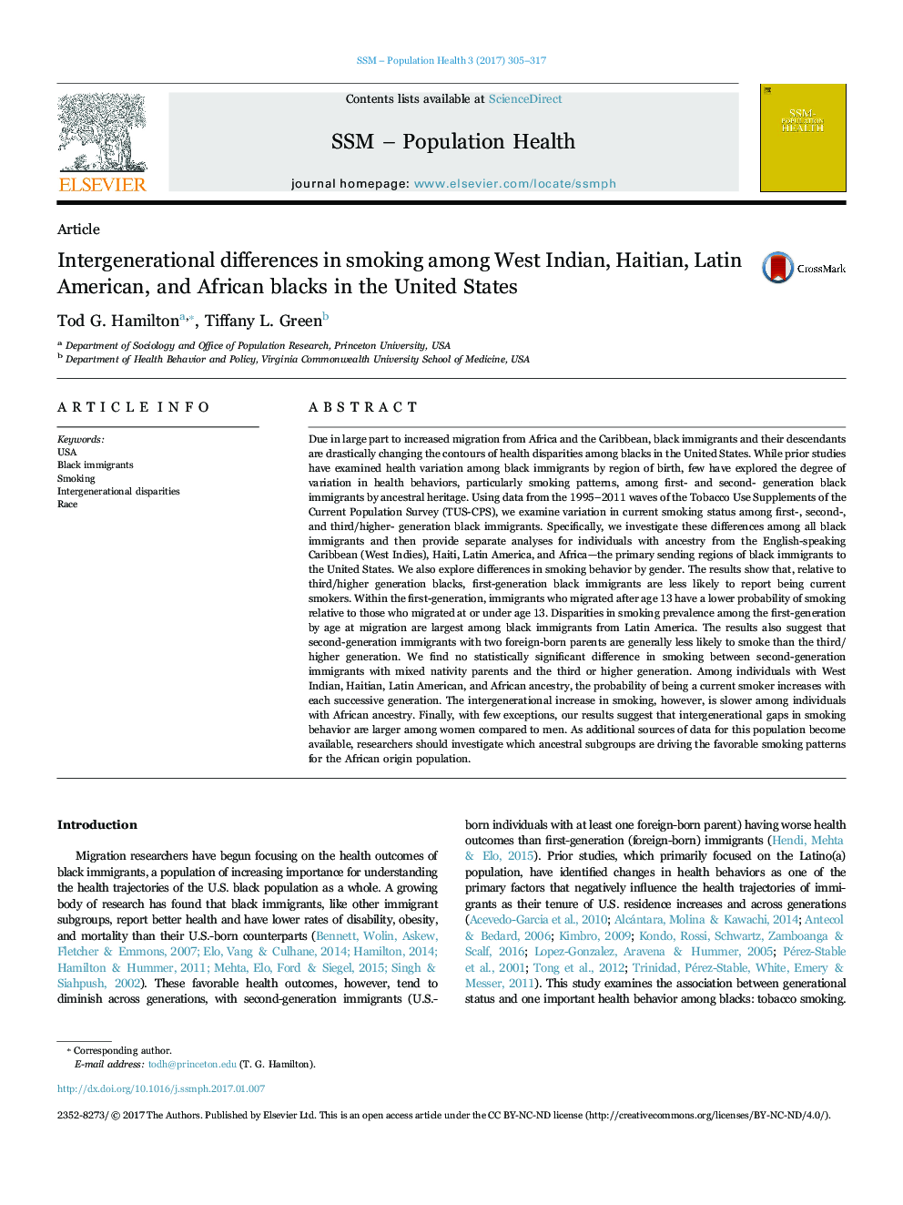 Intergenerational differences in smoking among West Indian, Haitian, Latin American, and African blacks in the United States