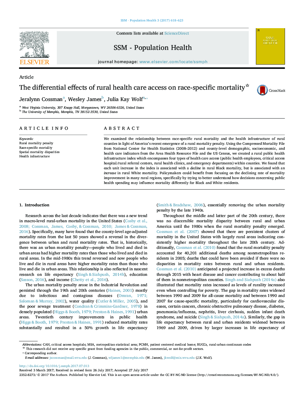 The differential effects of rural health care access on race-specific mortality