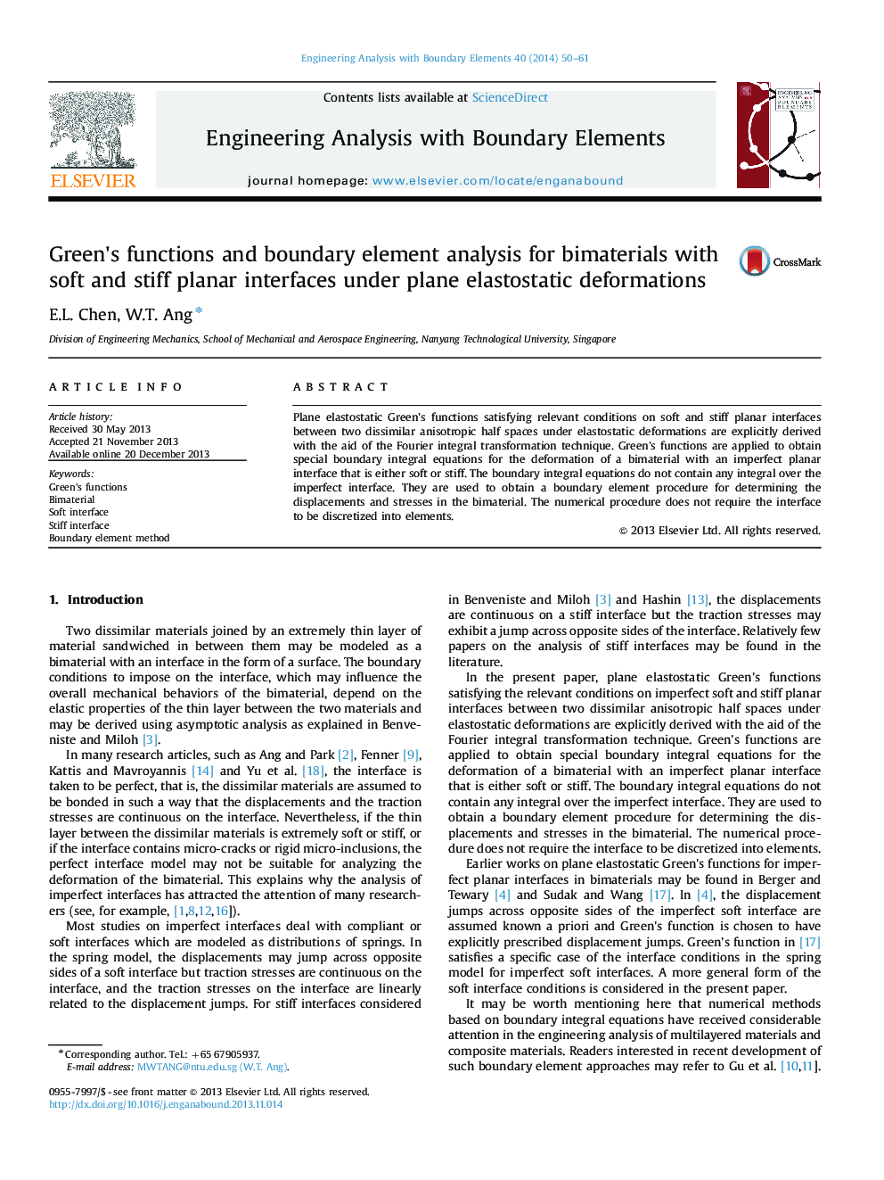 Green's functions and boundary element analysis for bimaterials with soft and stiff planar interfaces under plane elastostatic deformations