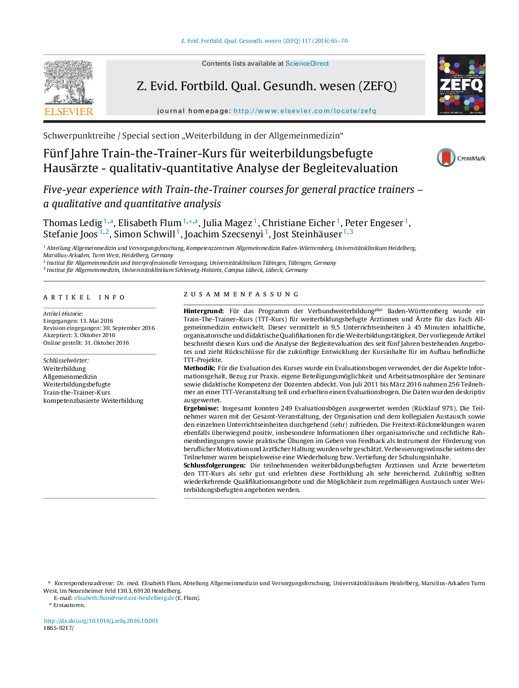 Fünf Jahre Train-the-Trainer-Kurs für weiterbildungsbefugte Hausärzte - qualitativ-quantitative Analyse der Begleitevaluation