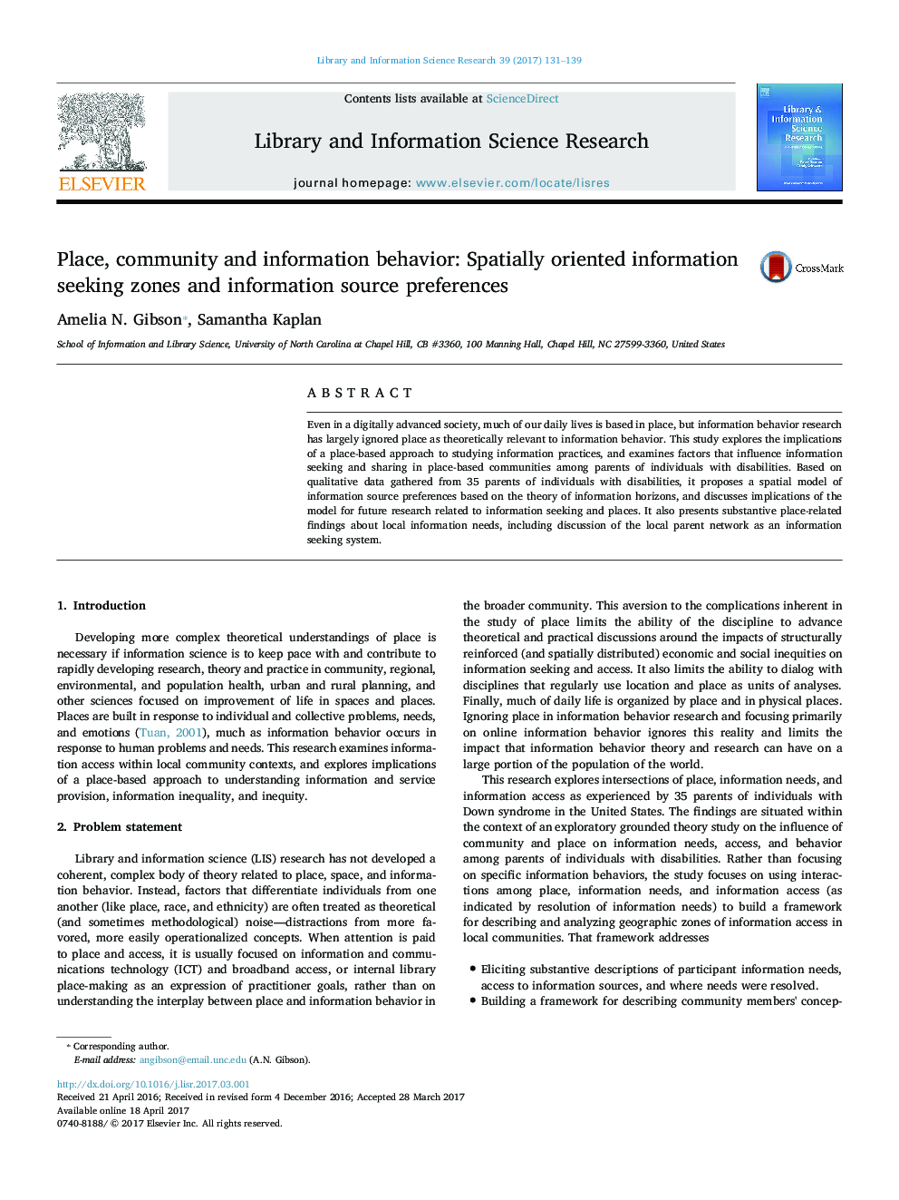 Place, community and information behavior: Spatially oriented information seeking zones and information source preferences