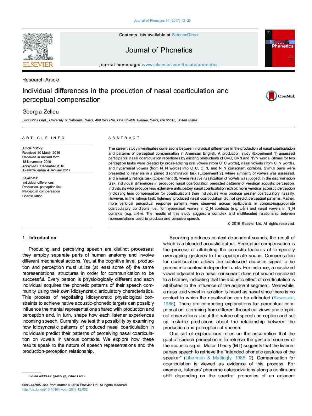 Individual differences in the production of nasal coarticulation and perceptual compensation