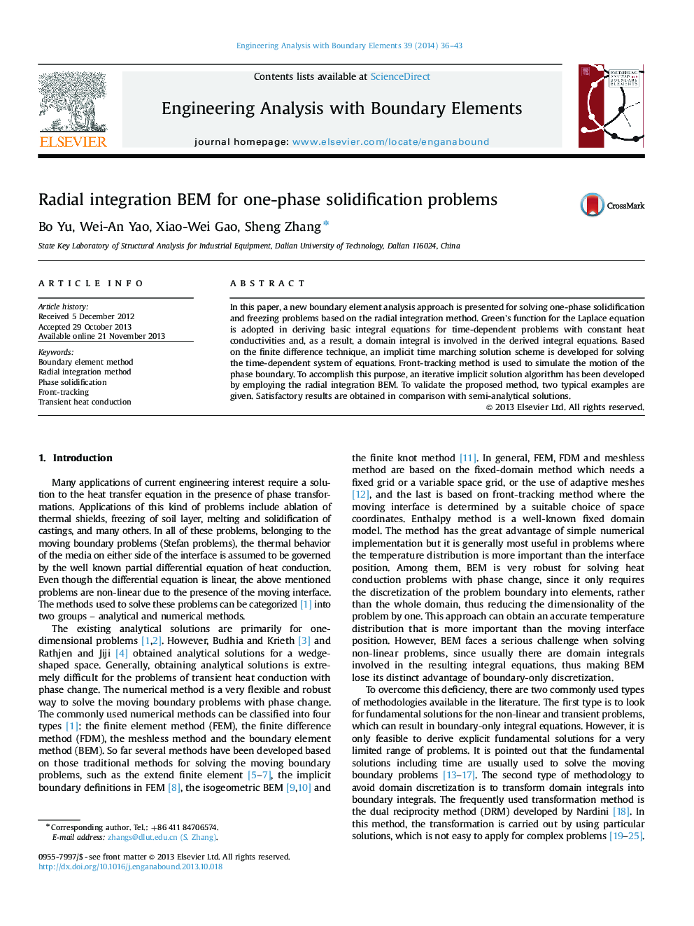 Radial integration BEM for one-phase solidification problems