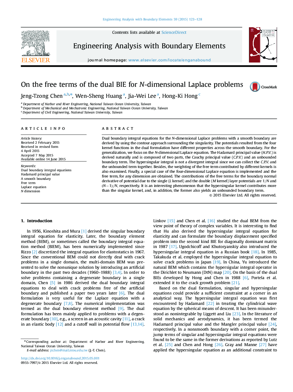 On the free terms of the dual BIE for N-dimensional Laplace problems