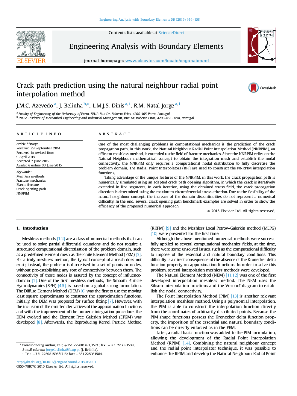 Crack path prediction using the natural neighbour radial point interpolation method