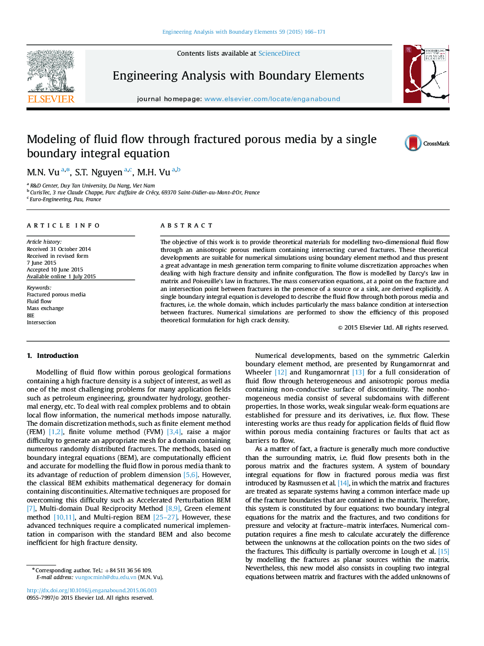 Modeling of fluid flow through fractured porous media by a single boundary integral equation